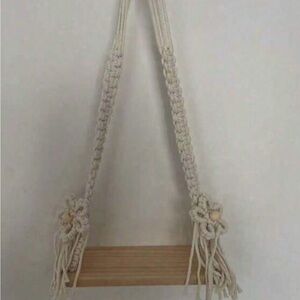 Cream Macrame Wooden Swing for Newborn Photography.